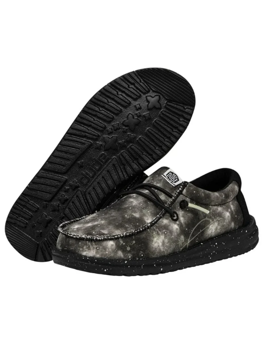 Hey Dude Youth Wally Galaxy Black Glow in the dark Y14 US Brand new with tags.